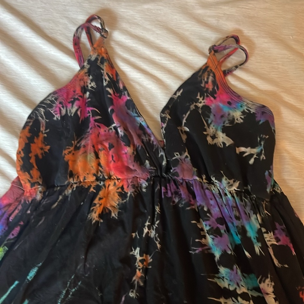 Tie dye spaghetti strap maxi dress